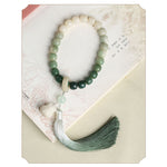 Buddha Stones Natural Gradient Bodhi Seed Fortune Money Bag Lotus Wisdom Tassel Wrist Mala