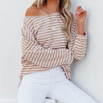 Zeagoo Striped Print Drop Shoulder Long Sleeve Top for Women Casual Work Office Loose Fit 2026 | Under $40