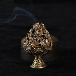 Buddha Stones Tibetan Mini Mountain Pattern Meditation Copper Alloy Incense Burner