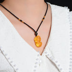 Buddha Stones FengShui Citrine PiXiu Wealth Necklace Pendant
