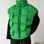 Stand Collar Down Cotton Square Vest