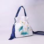 Buddha Stones Suzhou Embroidery Rabbit Lotus Epiphyllum Peony Magnolia Silk Tote Crossbody Bag Shoulder Bag Handbag