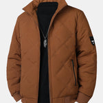 Faux Fur Lined Quilted Stand Collar Jacket