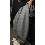 Wool Plaid Loose-fitting Wide-leg Trousers