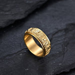 Buddha Stones Six True Words Balance Calm Titanium Steel Ring (Extra 30% Off | USE CODE: FS30)