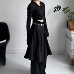 Fake Two-piece Loose Drape Pleated Skirt Pants