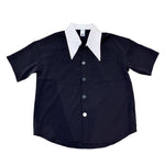 Contrast Large Collar Short Sleeve Shirt