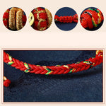 Buddha Stones Chinese Zodiac Natal Buddha Silver Luck Braided String Bracelet