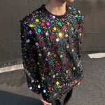 Crew Neck Colorful Sequined Sweatshirt