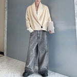 Lapel Button-down Knitted Sweater Coat