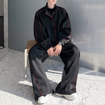 Stand-up Collar Sports Jacket and Casual Loose Pants Two-piece Set