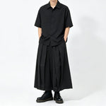 Japanese High Waist Asymmetric Cropped Wide Leg Skirt-pants