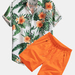 Tropical Print Button Up Shirt & Swim Shorts