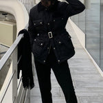 3D Pocket Diamond-patterned Collar Cotton Coat