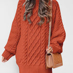 Zeagoo Women's Crewneck Long Sleeve Loose Oversized Cable Knit Chunky Pullover Short Sweater Dresses