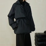 Winter Waist Cinched White Duck Down Warm Jacket