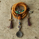 Buddha Stones Tibet 108 Mala Beads Bodhi Seed Bagua Vajra Wealth Bracelet