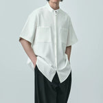 Summer Stand-up Collar Draped Shirt