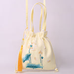 Buddha Stones Lotus Peony Epiphyllum Phoenix Suzhou Embroidery Cotton Linen Tote Crossbody Bag Shoulder Bag Handbag