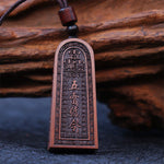 Buddha Stones Lightning Struck Jujube Wood Taoist Five Thunder Order Luck Protection Necklace Pendant