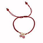 Buddha Stones Strawberry Quartz Crystal Endless Knot Love Healing Red String Weave Bracelet
