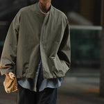 Retro Japanese Style Stand-up Collar Zip-up Jacket