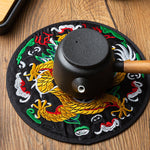 Buddha Stones Dragon Embroidery Cup Mat Pad Tea Cup Coaster Kung Fu Tea Mat