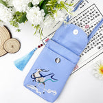 Buddha Stones Small Embroidered Flowers Crossbody Bag Shoulder Bag Double Layer Cellphone Bag