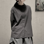 Womenâ€˜s Stand-up Collar Long-sleeved Loose Casual Base Shirt
