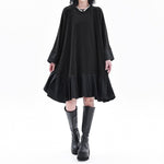Women's Loose Casual Color Block Patchwork  Midi Dress
