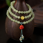 Buddha Stones Jade Red Agate Amber Laughing Buddha Prosperity Bracelet