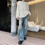 Sequined Crew Neck Pullover Sweater