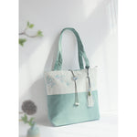Buddha Stones Pear Flower Plum Peach Blossom Bamboo Embroidery Canvas Large Capacity Shoulder Bag Tote Bag