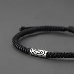 Buddha Stones Tibet Koi Fish Wealth Black String Bracelet