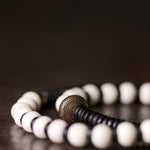 Buddha Stones Bone Beads Ebony Wood Copper Strength Couple Bracelet