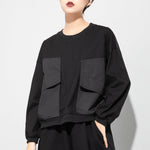 Round Neck Long Sleeve Pocket T-Shirt