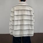 Stripe Warm Artificial Fur Cotton-padded Jacket
