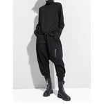 Women's Turtleneck Asymmetrical Wrap Front Paneled Long Sleeve T-shirt