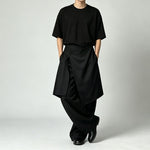 Japanese Loose High-waist Asymmetric Apron Layered Skirt-pants