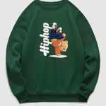 Men's Hip-Hop Bear Graphic Print Crew Neck Sweatshirt