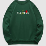 Men's rose letter print pullover crew neck sweatshirt