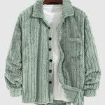 Men's Casual Warmth  Solid Color Button Front Fluffy Fleece Jacket