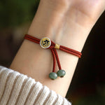 Buddha Stones 925 Sterling Silver Handmade Chinese Zodiac Natal Buddha Cyan Bodhi Seed Protection Braided Red String Bracelet