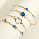 Sapphire Golden Hearts Bracelet Set