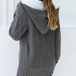 Zeagoo Women's Casual Loose Fitting Fluffy Button Down Knitwear Coatigan Chunky Cable Hooded Cardigan