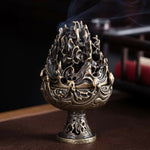 Buddha Stones Tibetan Mini Mountain Pattern Meditation Copper Alloy Incense Burner
