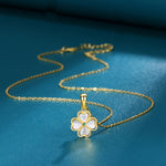 Buddha Stones 925 Sterling Silver Four Leaf Clover Chrysoberyl Cat Eye Love Necklace Pendant (Extra 35% Off | USE CODE: FS35)