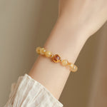 Buddha Stones Golden Rutilated Quartz Strawberry Quartz Star Protection Bracelet
