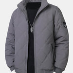 Faux Fur Lined Quilted Stand Collar Jacket