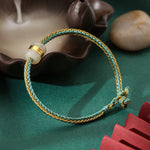 Buddha Stones 999 Gold Hetian White Jade Om Mani Padme Hum Fu Character Luck Braided Bracelet (Extra 35% Off | USE CODE: FS35)